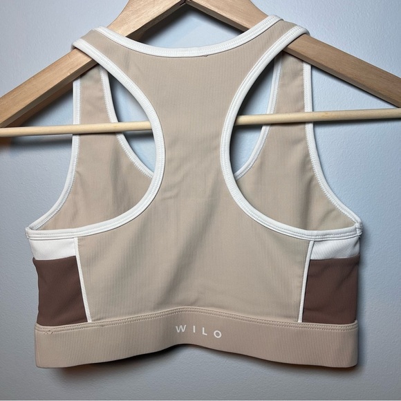 Wilo Colorblock Sports Bra Size S Ribbed Stretch Razorback Workout Yoga Gym - Picture 2 of 5